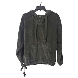 American Eagle Corduroy Hooded Pullover Sweatshirt Olive Green Women's Small S